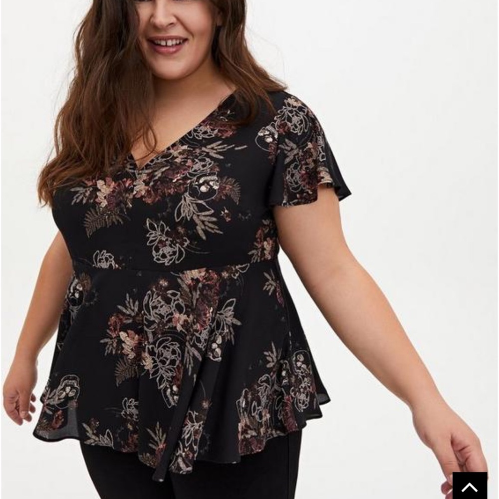 Torrid Babydoll Georgette Flutter Sleeve Blouse